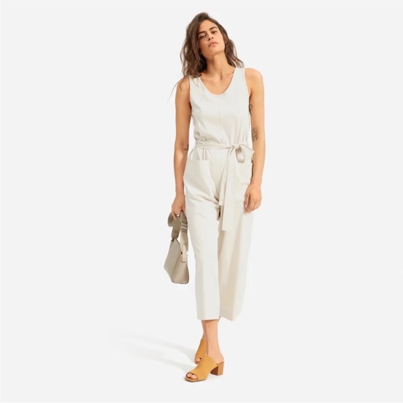 Everlane Luxe Cotton Jumpsuit in Bone Cream Womens Size M - Picture 1 of 8